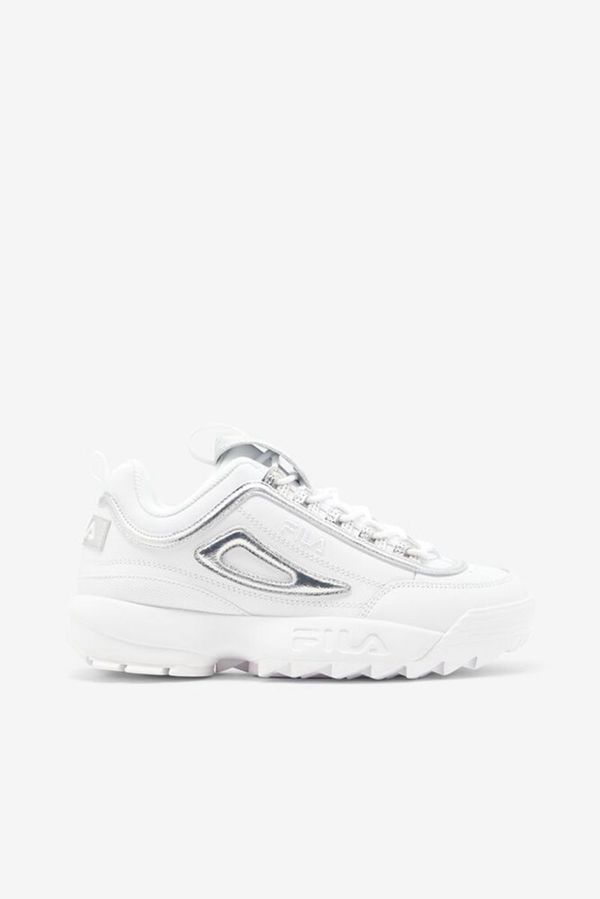 Zapatillas Fila Mujer Blancas / Blancas / Metal Plateadas - Disruptor 2 Creased Metallic - España 82